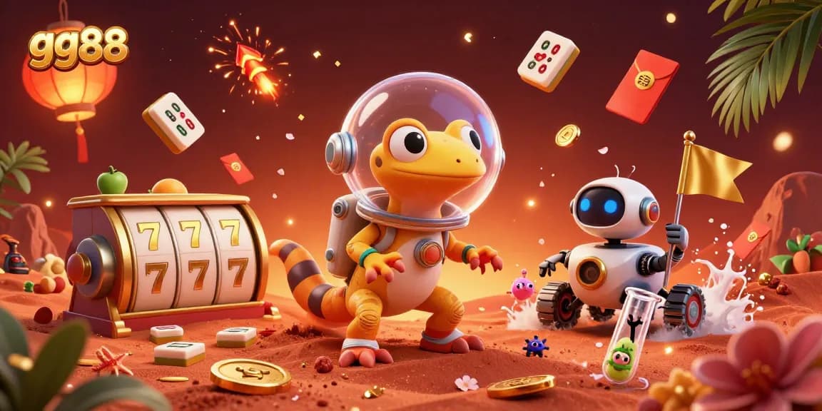 Spin the reels at gg88's vibrant Martian casino adventure with golden treasures and thrilling elements.