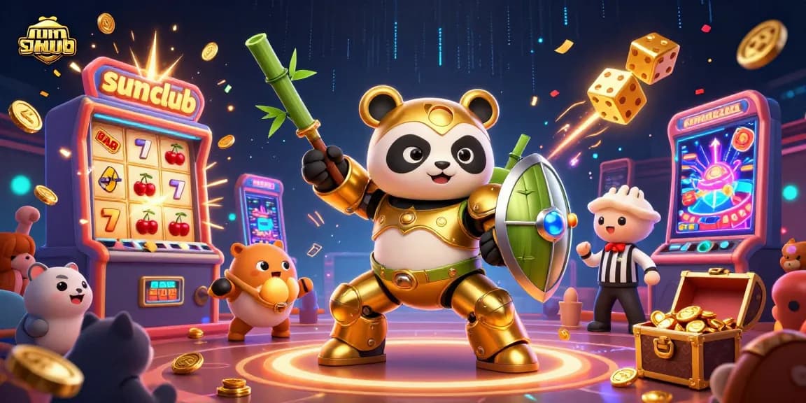 Experience excitement at sum club with an action-packed, colorful casino scene filled with dynamic game elements.