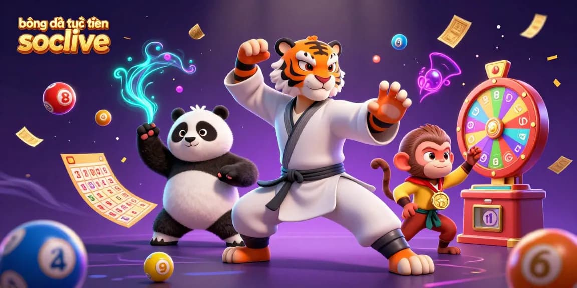 Experience exciting bóng đá trực tuyến socolive with vibrant gambling-themed elements in a dynamic 3D illustration.