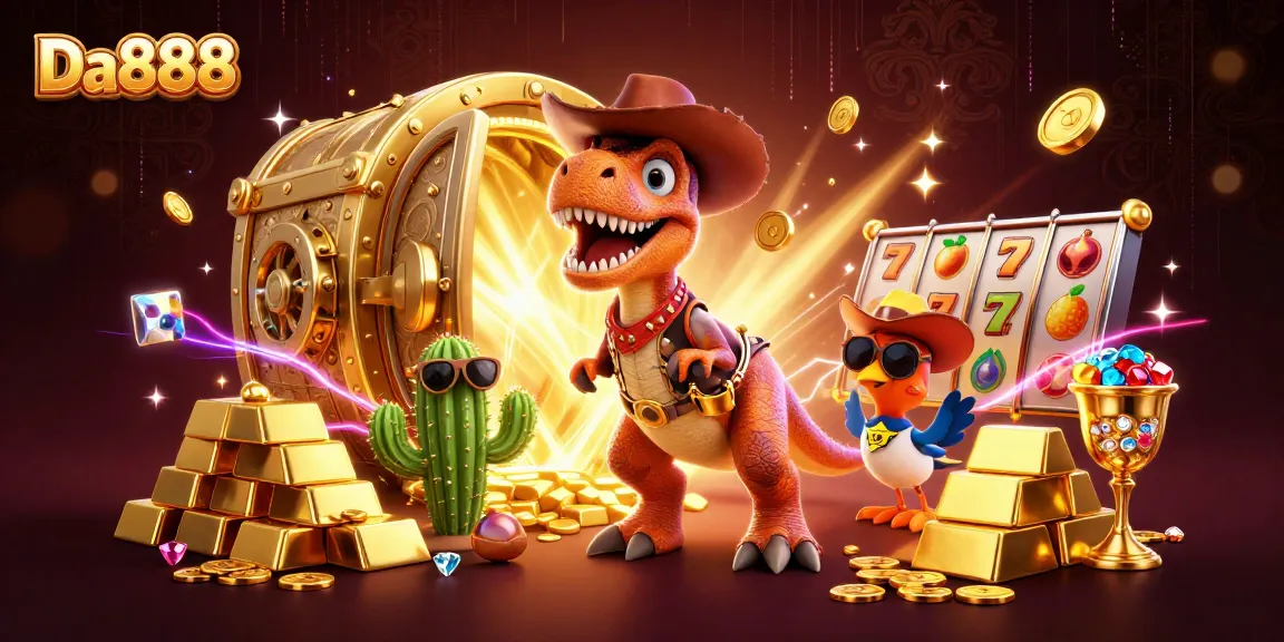 Join the thrilling adventure of Da888 as slot reels spin with treasures and whimsical characters