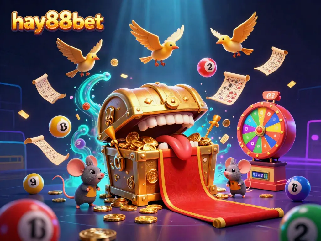 Experience the thrill of hay88bet with vibrant lotteries and treasures in a dynamic casino scene.