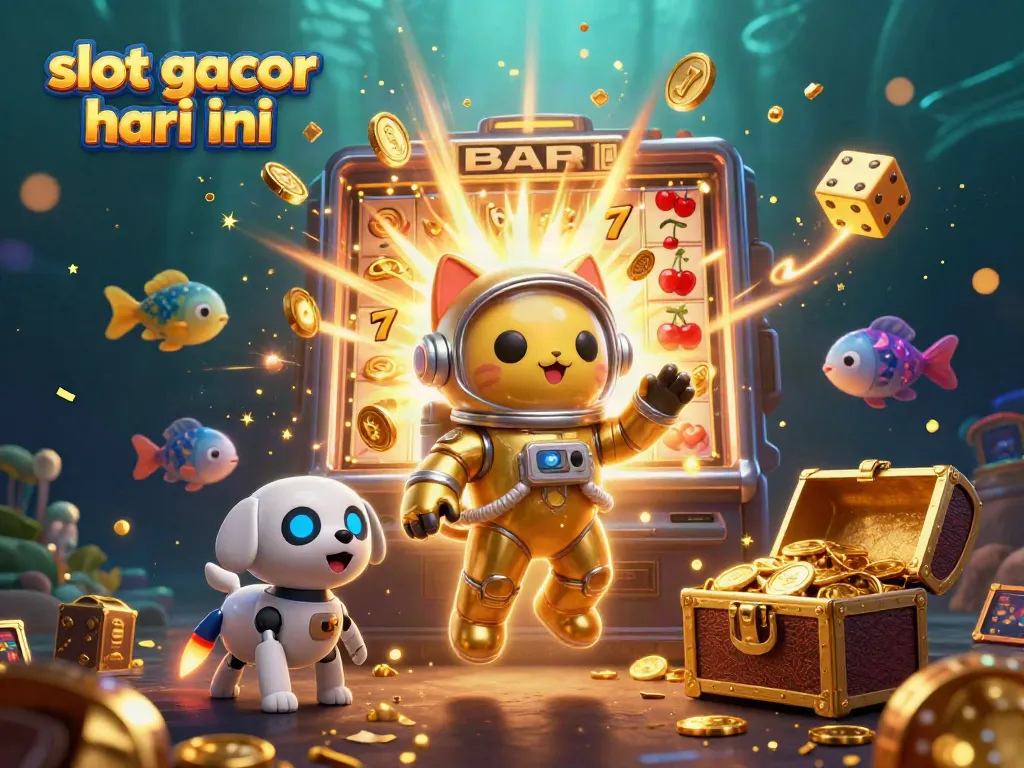 Experience the thrill of slot gacor hari ini with vibrant cosmic characters and jackpot elements in a dynamic 3D scene.
