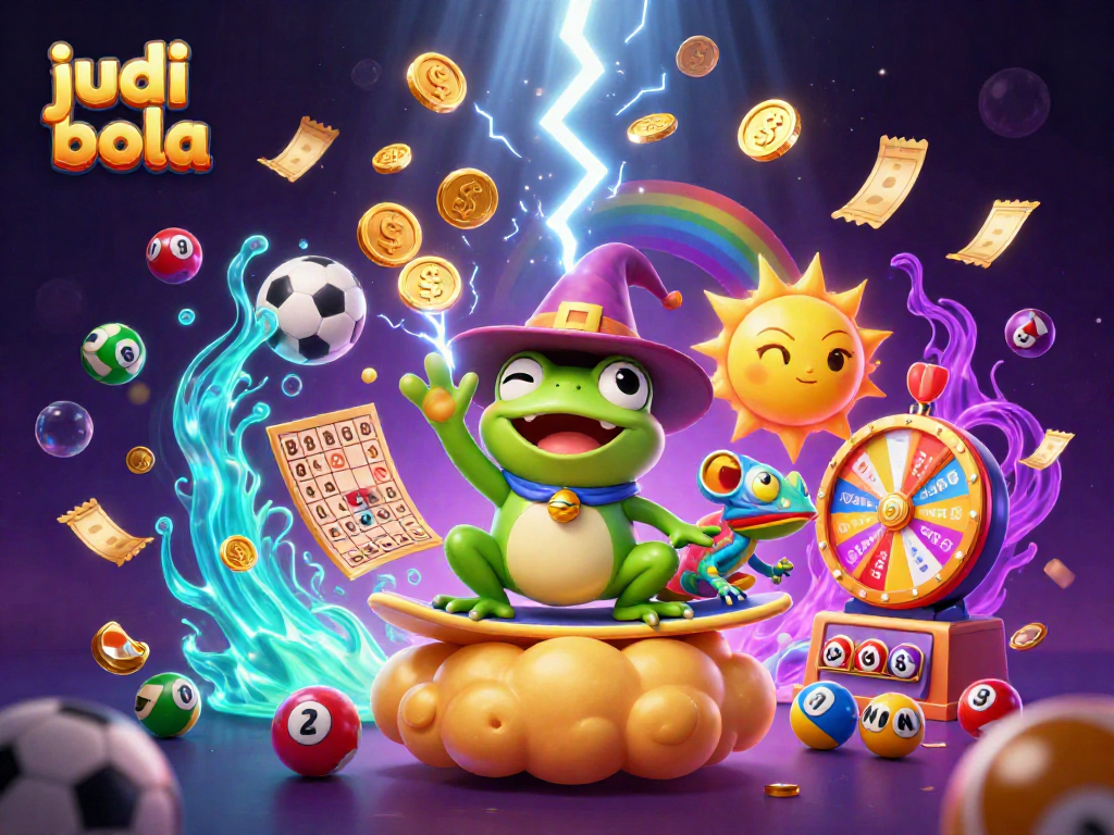 Experience thrilling judi bola action with dynamic sports elements in this vibrant illustration.