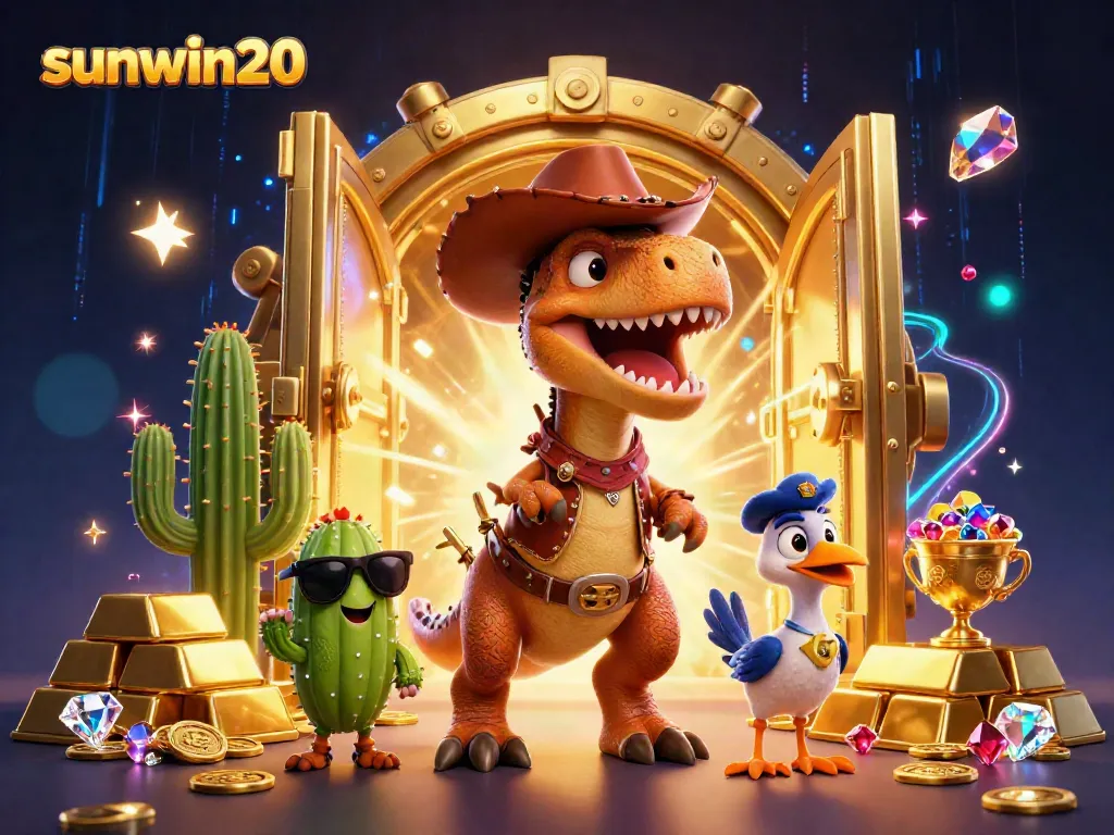 Experience thrilling gaming with sunwin20 in a vibrant casino universe featuring dynamic characters and treasures.