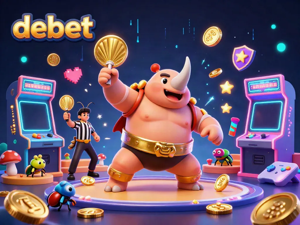 Experience thrilling gameplay with Debet, featuring a dynamic 3D scene of fun and excitement.