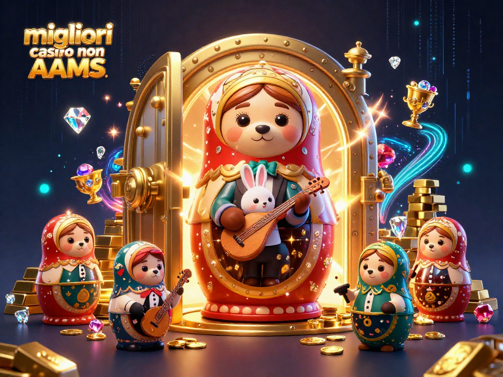 Giocando nei migliori casino non AAMS: divertenti orsi Matryoshka in un'illustrazione vivace