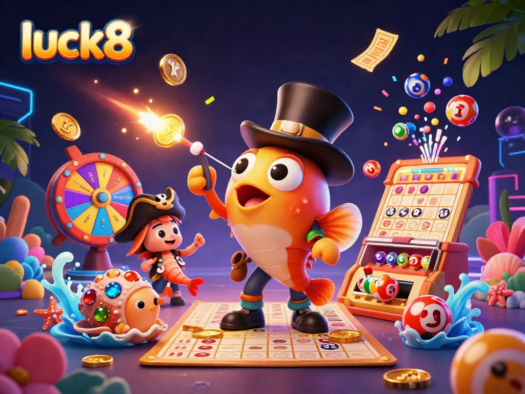 Experience winning moments with luck8 in a vibrant underwater scene showcasing exciting gambling elements.