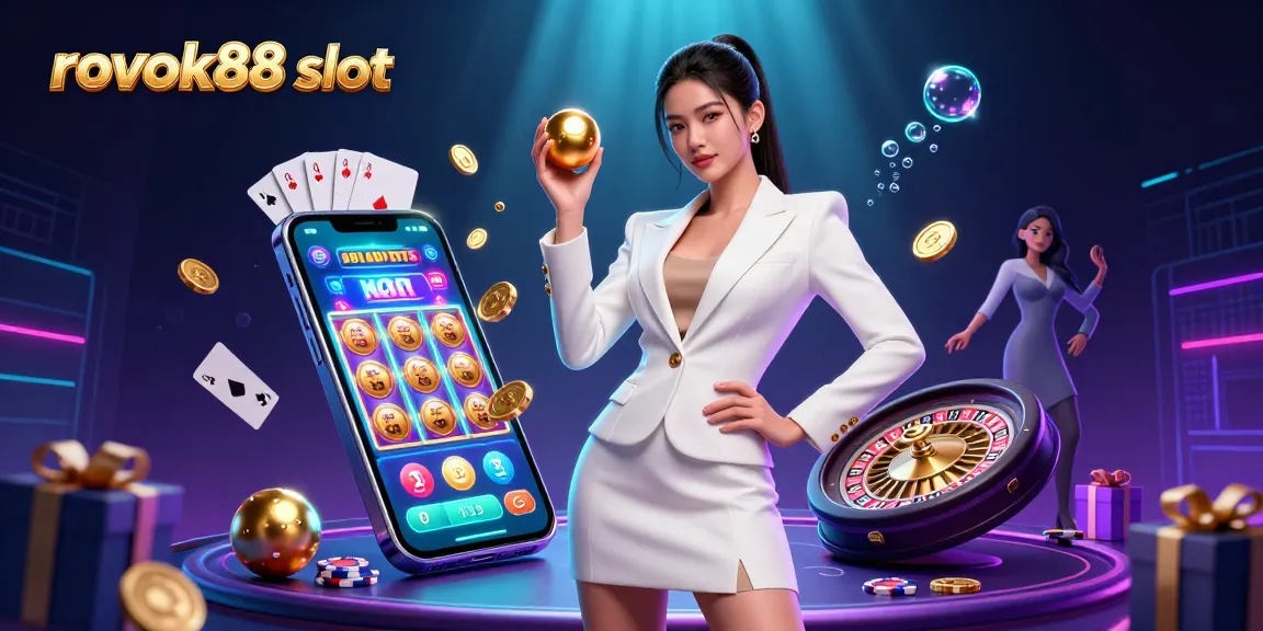 Experience the excitement of rokok88 slot in this vibrant 3D casino illustration featuring dynamic gameplay elements and stunning visuals.