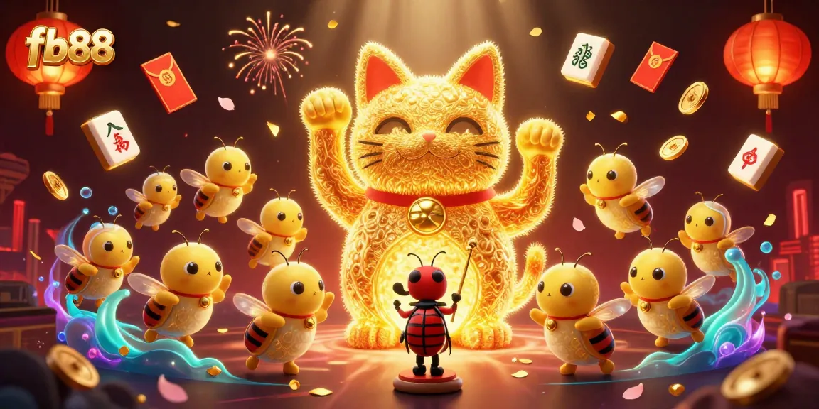 Engage with fb88's vibrant gaming universe featuring lucky cat and casino symbols.