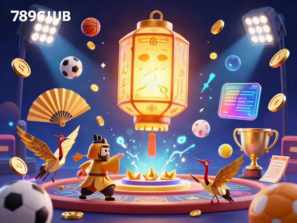 Win big with 789CLUB in a vibrant casino scene featuring animated characters and sports gaming elements.