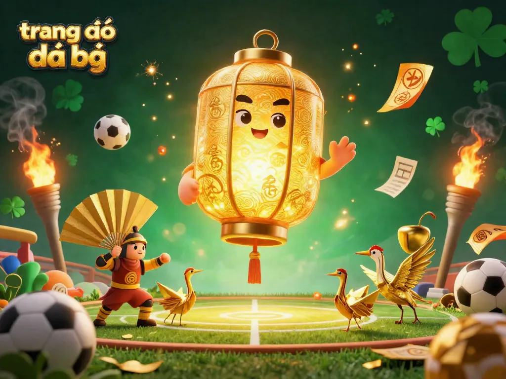 Trải nghiệm trang cá độ đá bóng với các biểu tượng may mắn và tinh thần đèn lồng vàng chiếu sáng.