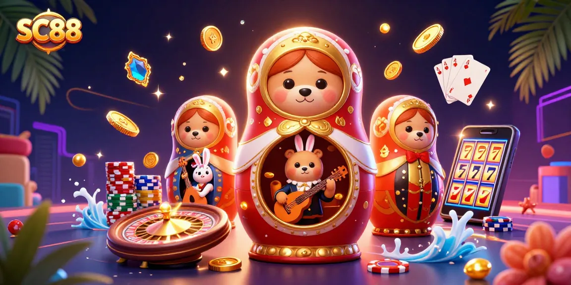 Experience the excitement of SC88 casino games through this vibrant 3D illustration.