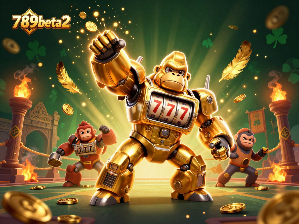 Experience the thrill of 789beta2 with dynamic casino action from a golden gorilla mech!