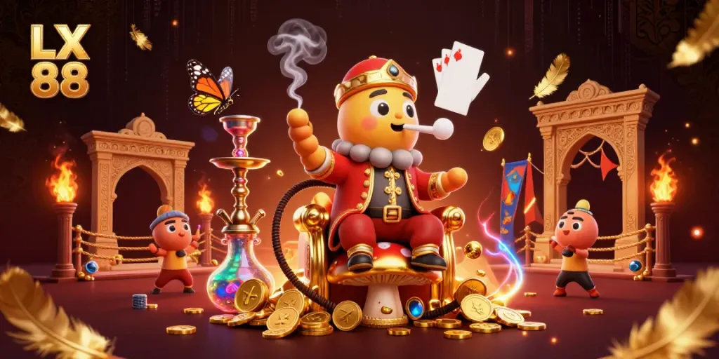 Experience winning strategies with LX 88 in a vibrant online casino illustration, highlighting action and excitement.