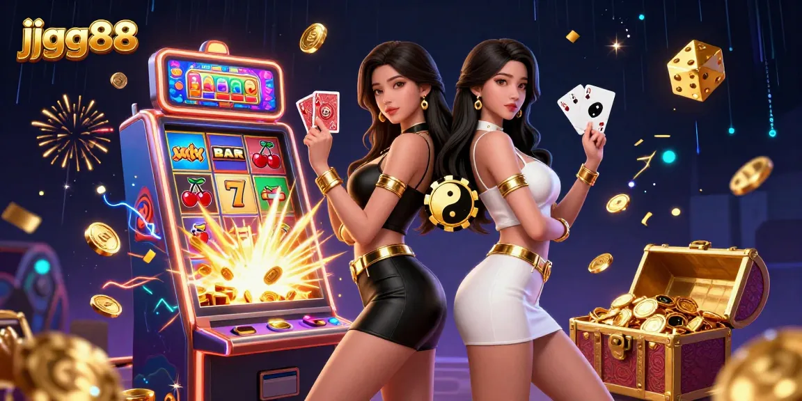 Experience thrilling wins with jjgg88 in a vibrant 3D casino scene featuring dynamic characters and exciting game elements.