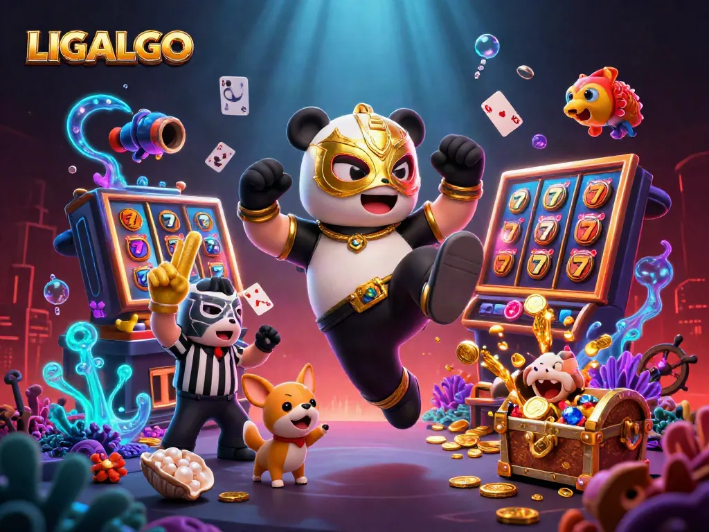 Win big with LIGALGO in this 3D illustration featuring an exciting casino scene.