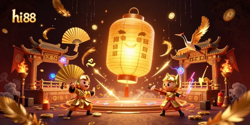 Experience high-energy gaming at hi 88 with golden lantern spirit and vibrant casino elements.