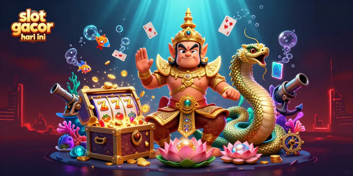 Win big with slot gacor hari ini as colorful reels spin amidst treasure and excitement.