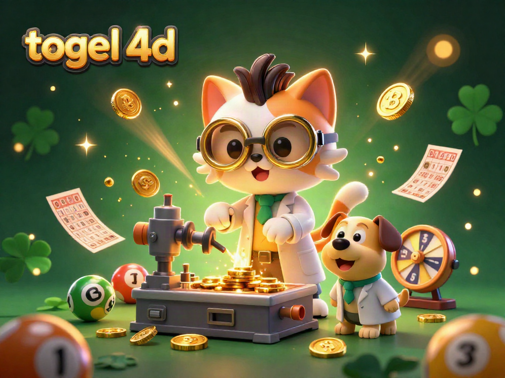 Play togel 4d with vibrant lottery elements and action in a 3D illustrated scene full of energy.