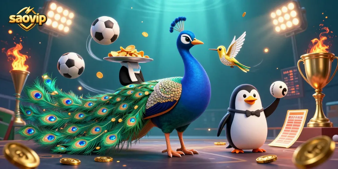 Experience immense fun with saovip's vibrant casino-themed illustration, showcasing characters and dynamic elements.