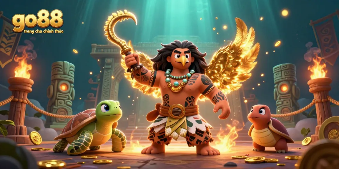 Engage in thrilling gameplay with go88 trang chu chinh thuc featuring a dynamic 3D hawk and turtle in a vibrant casino setting.