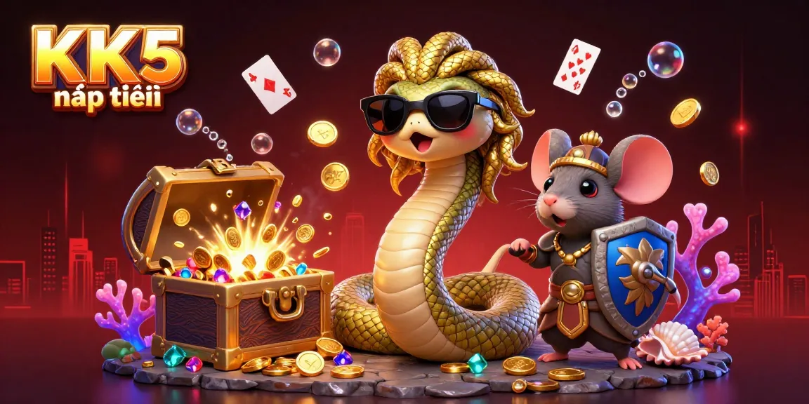 Experience exciting KK5 nạp tiền action with Medusa and warrior mouse in a vibrant casino scene.