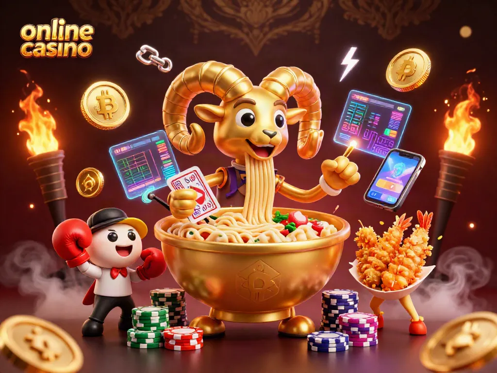 Juega en un casino online emocionante con Bitcoin y Ethereum en una ilustración vibrante.