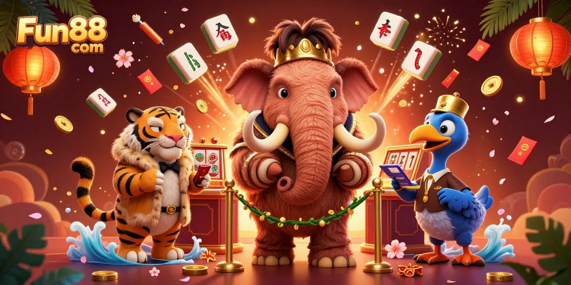 Experience excitement at Fun88 com with vibrant casino characters and lively game elements in 3D illustration.