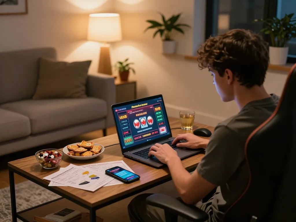 Engaging gaming scene at the best online casinos in Canada with a cozy atmosphere and strategic focus.