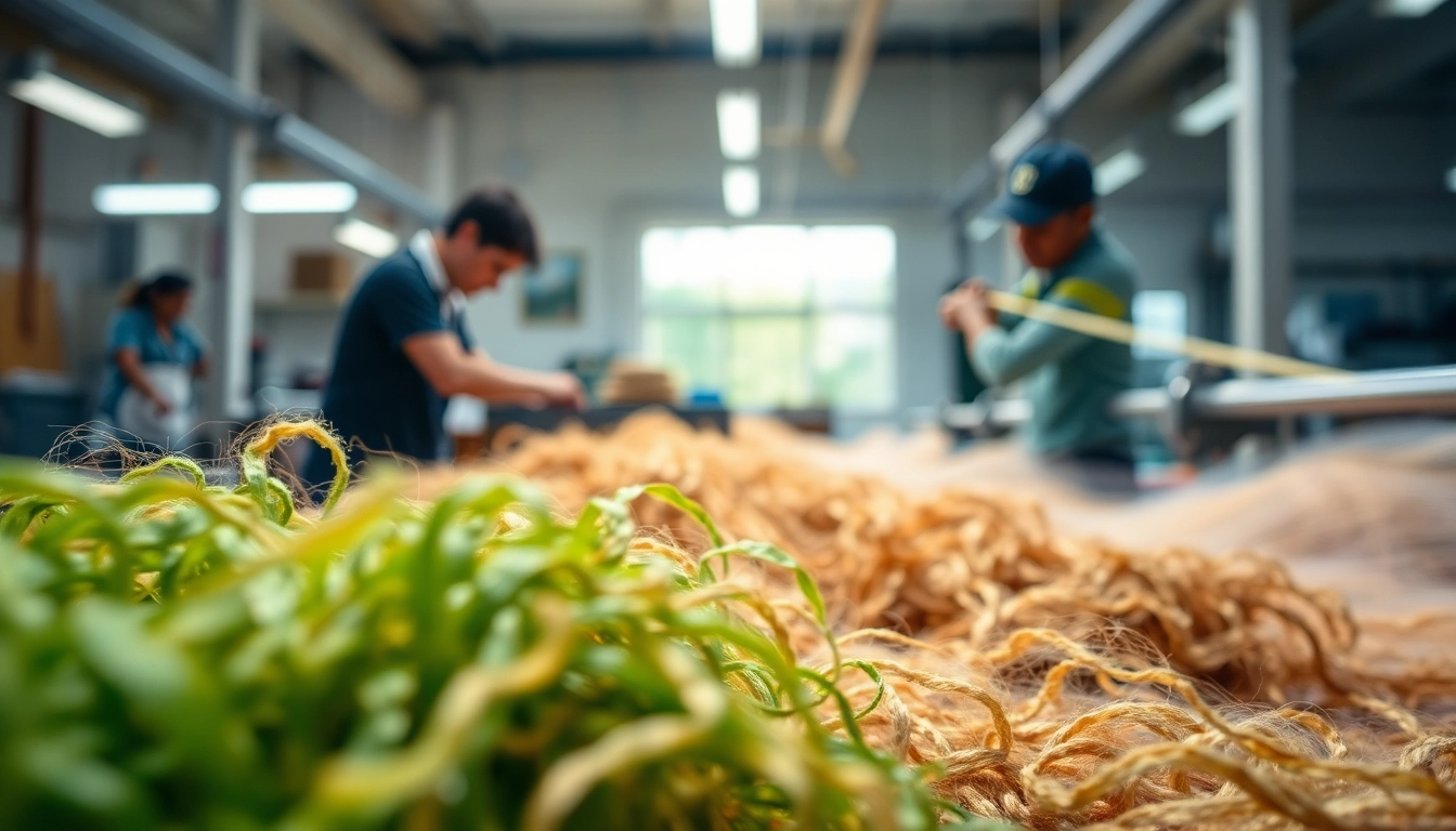 Viscose fibers being skillfully spun in a textile workshop, showcasing craftsmanship.