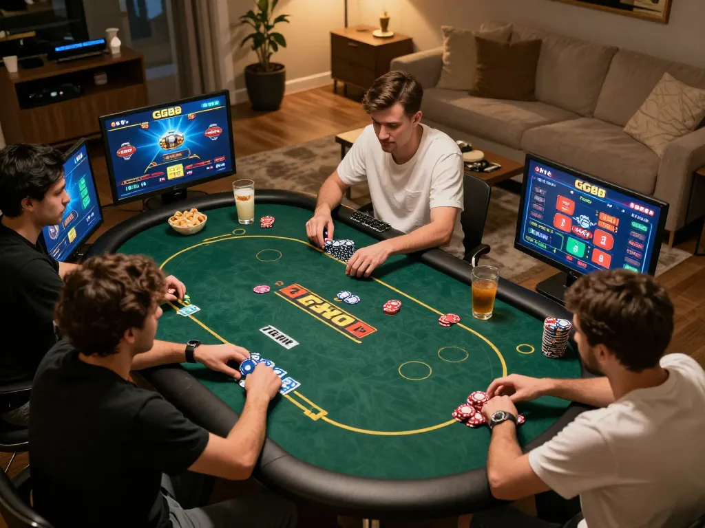 Players enjoying a thrilling online poker session at GG88, immersed in strategy and fun.