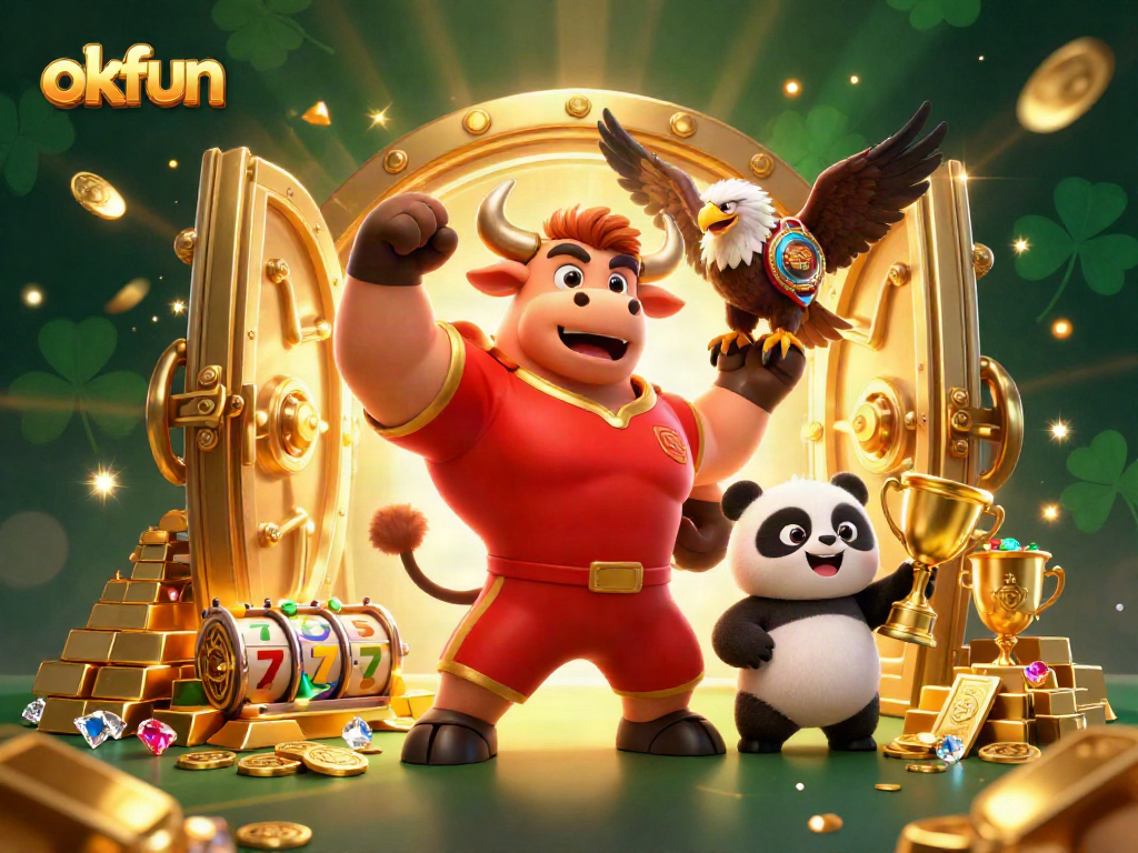 Win big with okfun at this exciting casino scene featuring dynamic characters and casino elements.