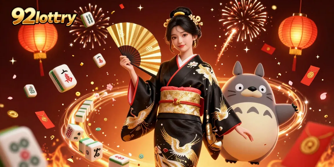 Engage in vibrant 92lottery gameplay with dynamic Asian elements and a rich celebration theme.
