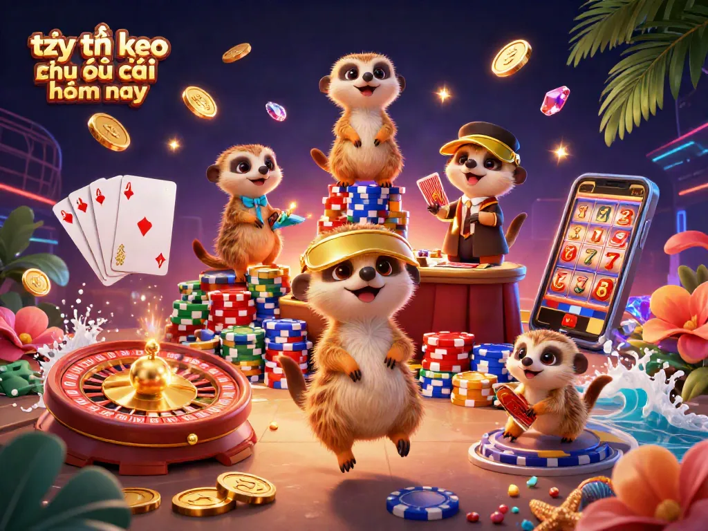 Experience the exciting tỷ lệ kèo nhà cái hôm nay with dynamic meerkats in a vibrant casino scene.