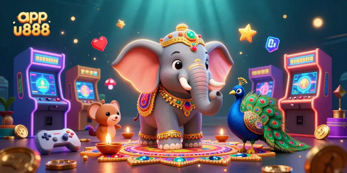 Experience thrilling gameplay with app u888 in an exciting 3D casino illustration packed with vibrant elements.