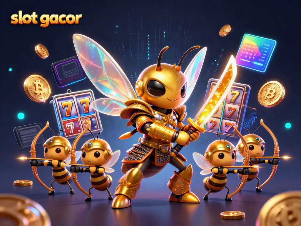 Engage with the slot gacor scene featuring the golden hornet and casino elements.