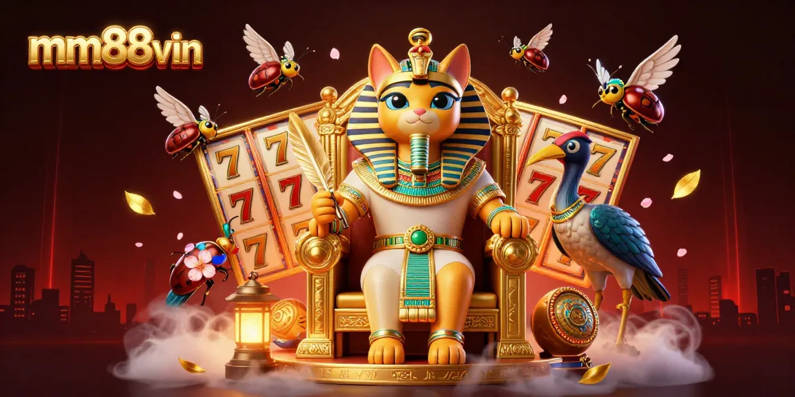 Engage with mm88vin's vibrant slot game visuals, featuring detailed characters and dynamic casino elements.