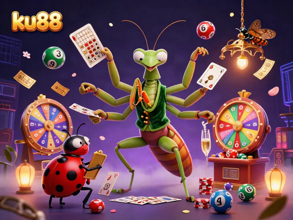 Spin the reels at ku88 with animated characters and vibrant casino elements illuminating the scene.