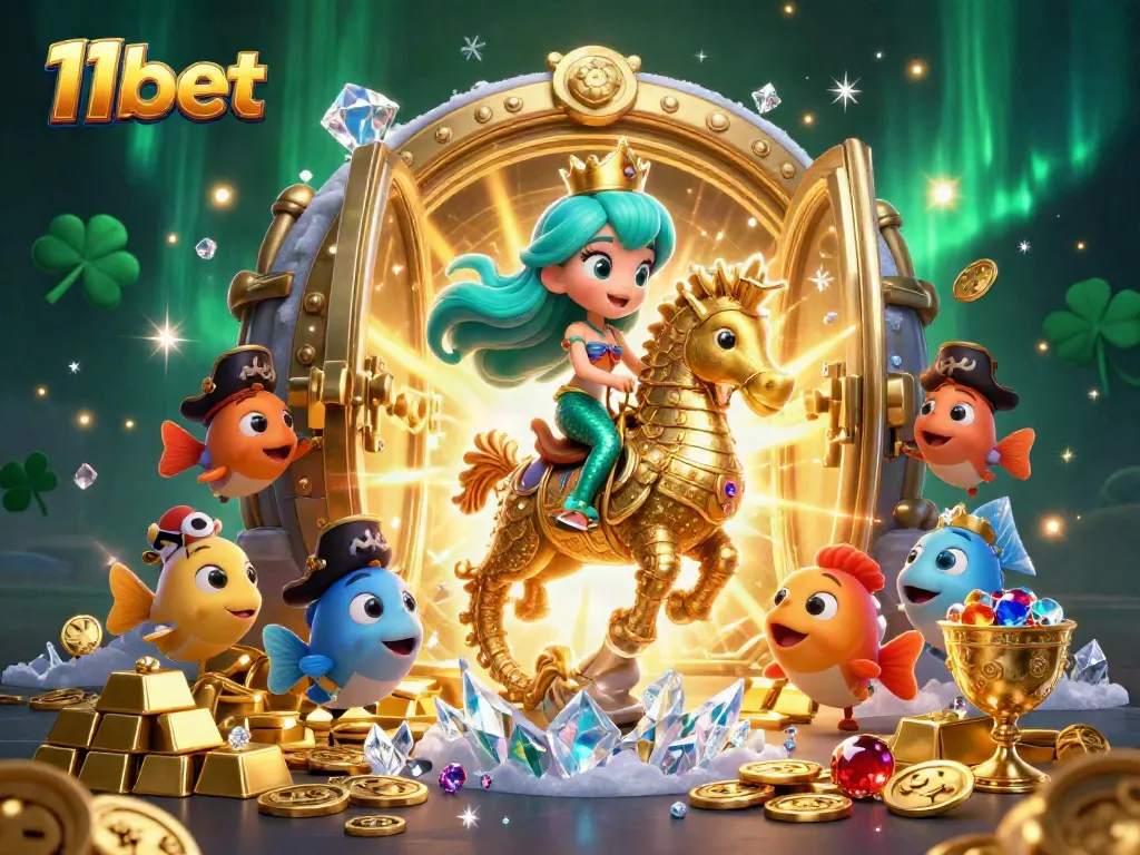 Experience thrilling online gaming with 11bet's vibrant illustration of fantasy and riches.