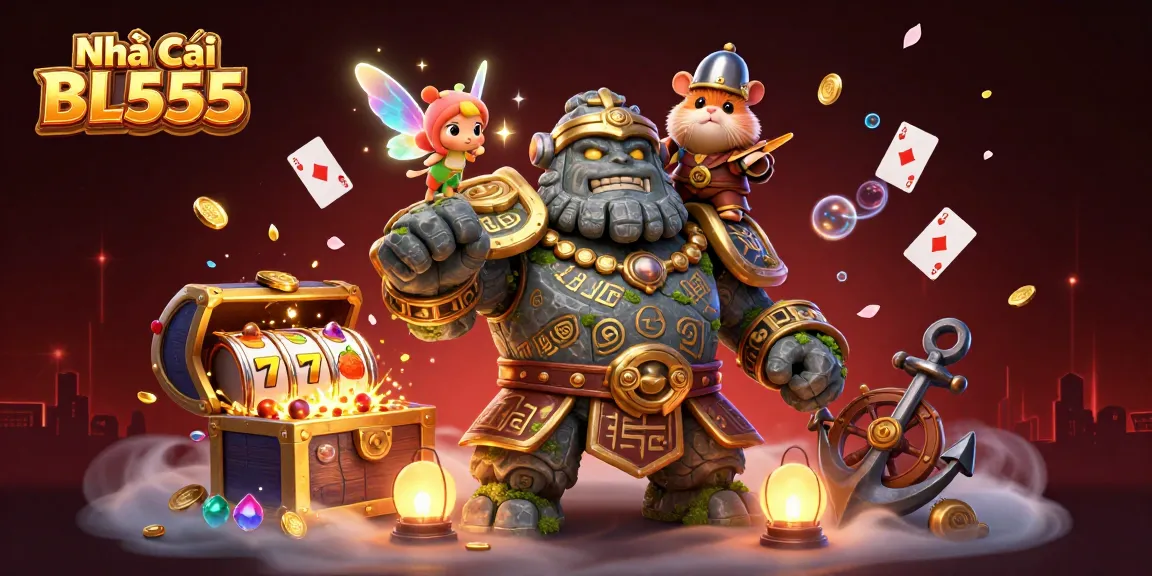 Engage with Nhà Cái BL555 for exciting slot adventures featuring a dynamic scene of action-packed characters.
