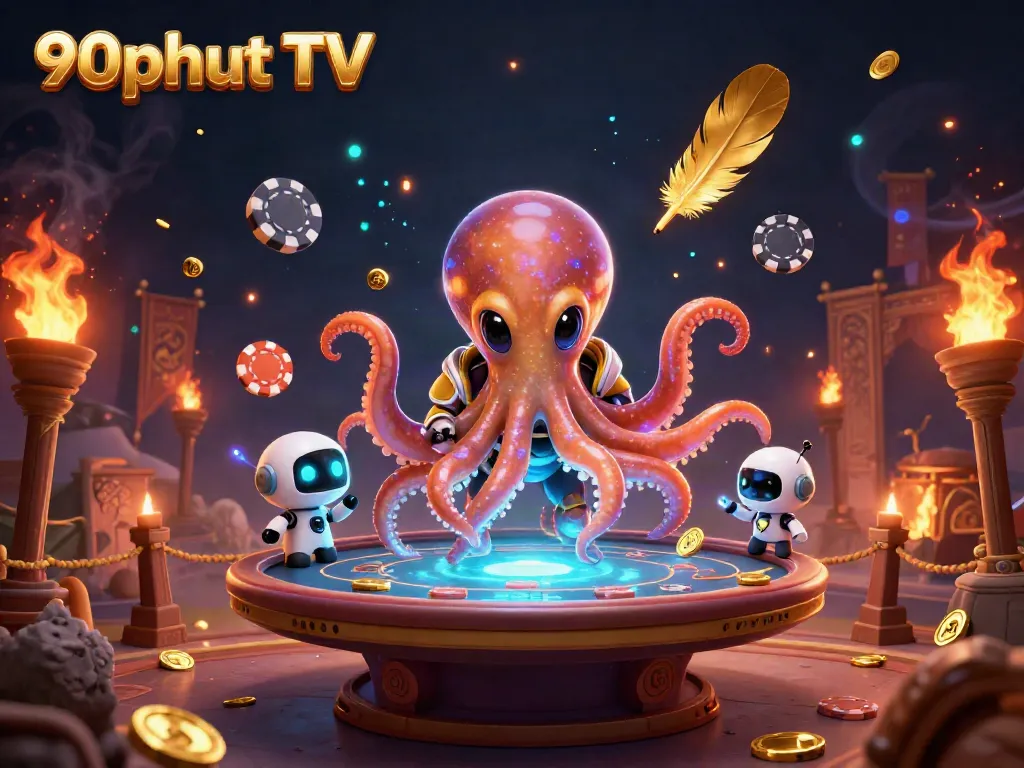 Experience thrilling gameplay at 90phut TV with a vibrant alien poker scene featuring advanced gaming elements.