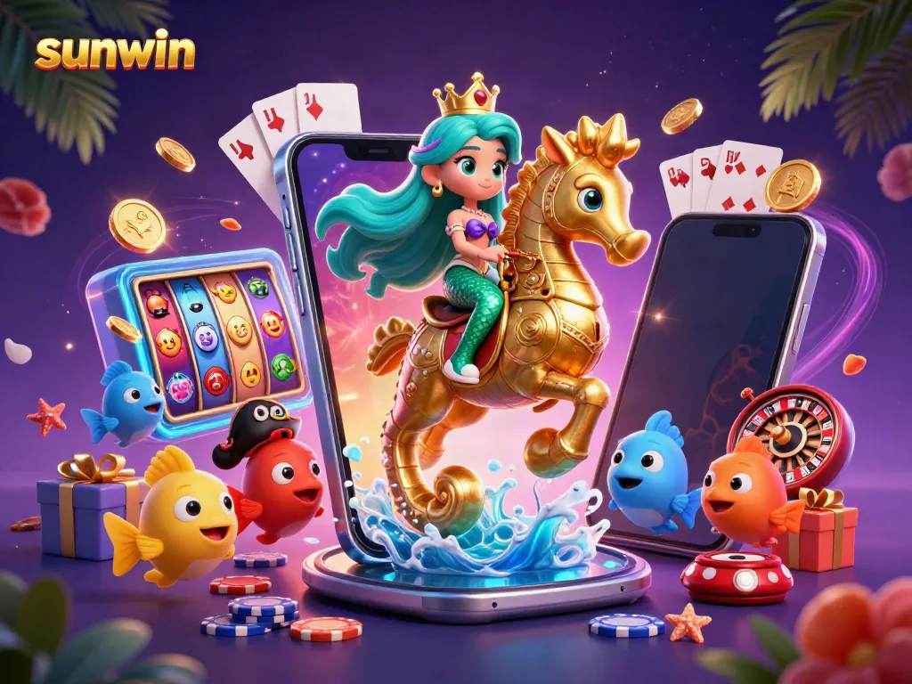Experience thrilling gameplay at sunwin with a mermaid princess and vibrant slot games in action.