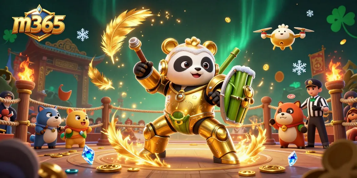 Experience exciting gameplay at m365 with our golden panda in a thrilling casino fighting arena.