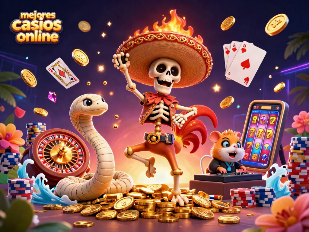 Vive la experiencia de los mejores casinos online con movimiento y diversión en esta ilustración dinámica.