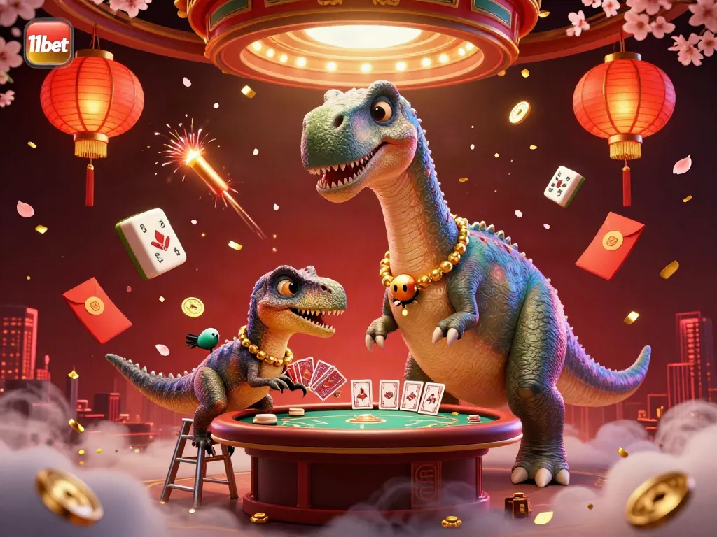 Experience thrilling gaming at 11bet with a colorful 3D casino scene featuring characters and vibrant elements.
