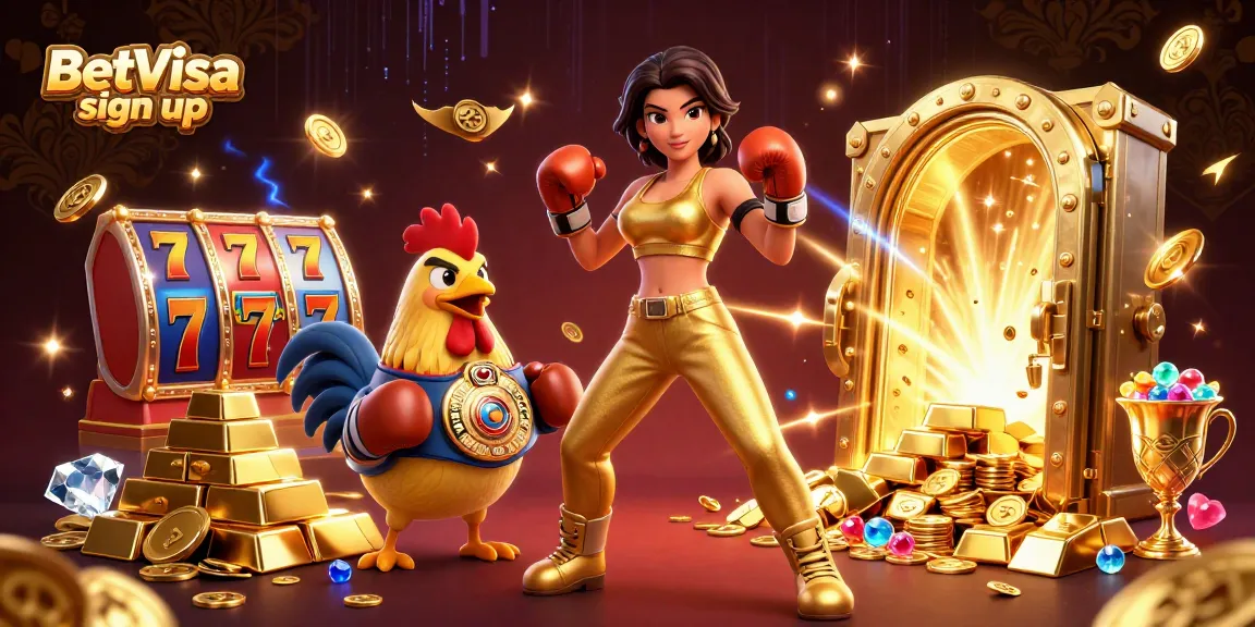 Experience the excitement of BetVisa sign up with vibrant gaming elements and characters