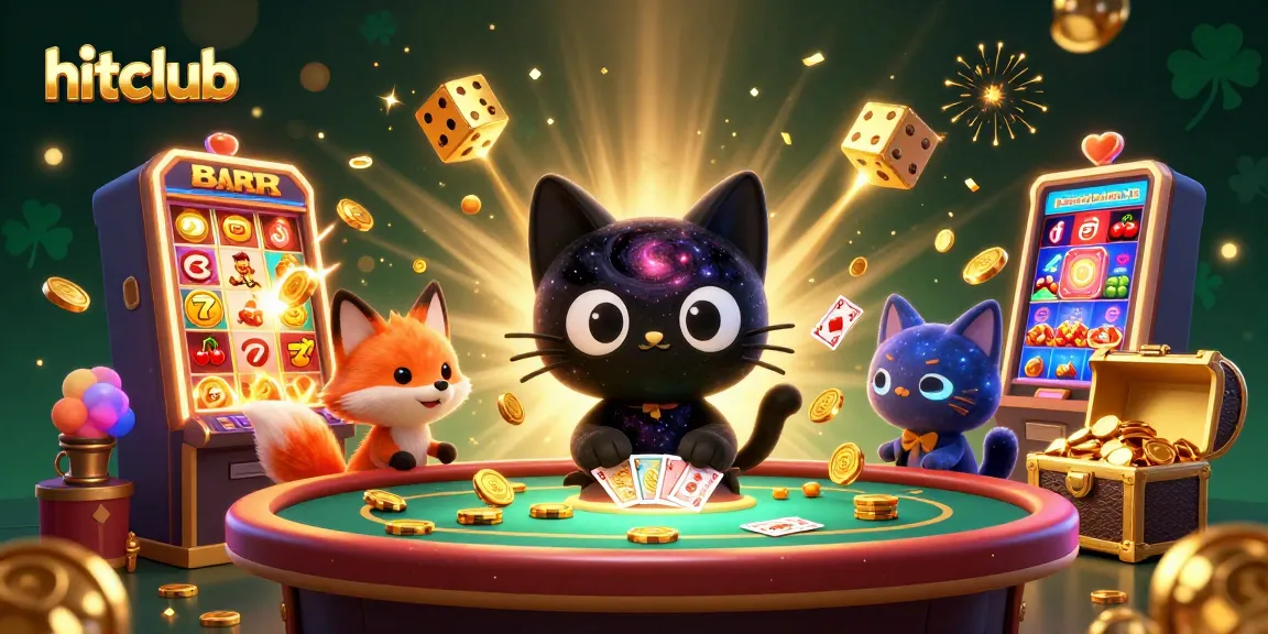 Win big with hitclub in this vibrant cosmic casino scene featuring engaging characters.