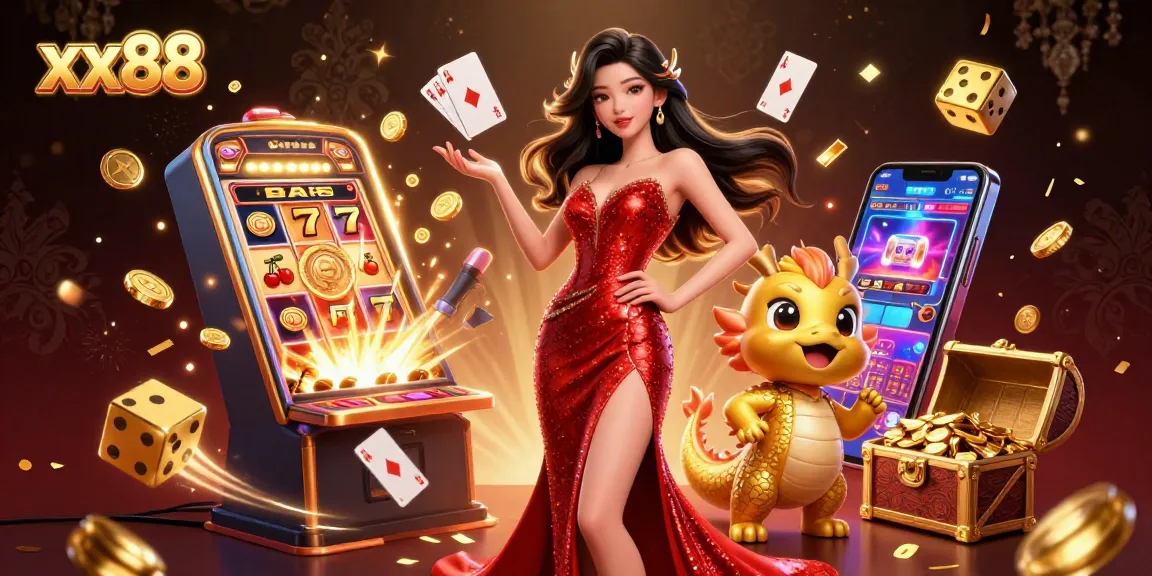 Experience the excitement at xx88 with stunning visuals of a glamorous casino scene filled with jackpots and winning opportunities.
