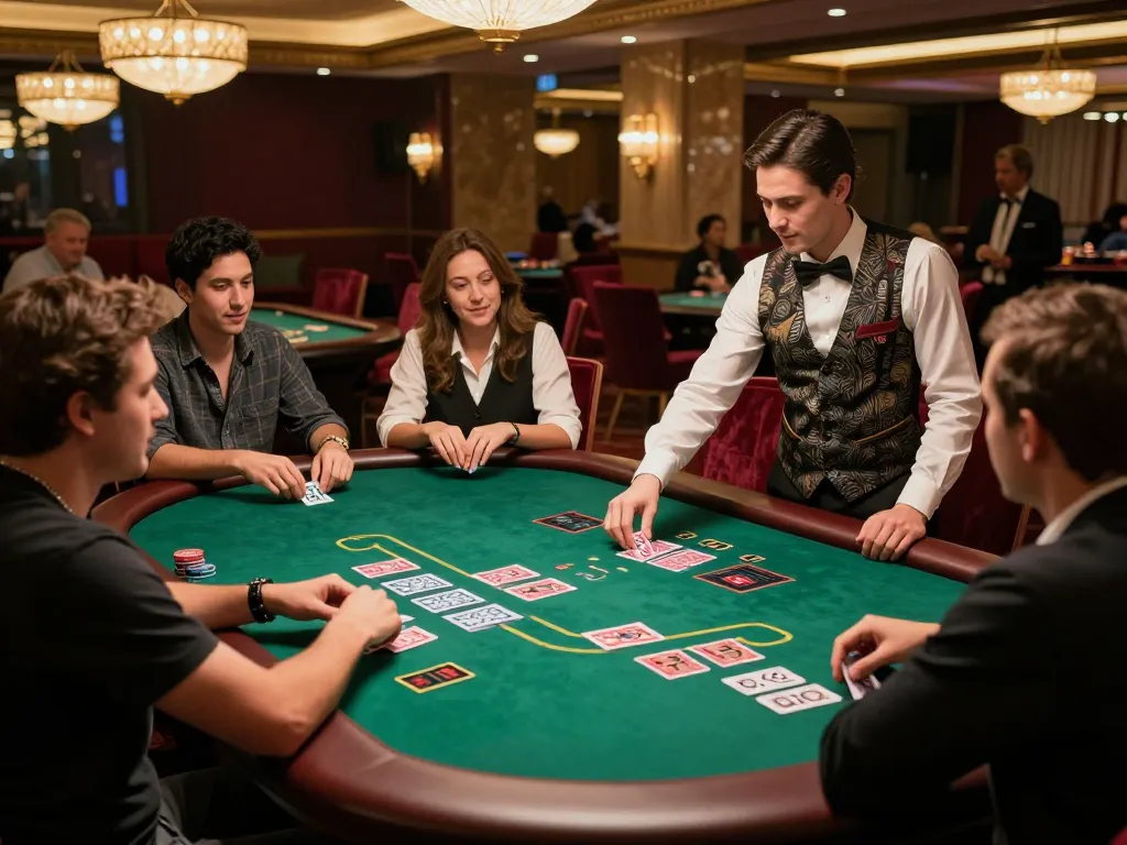 Players strategizing at a blackjack table in SC88 casino, showcasing excitement and gameplay.