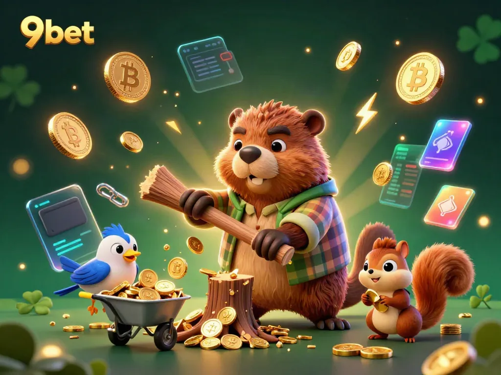 Experience the thrill of 9bet with this vibrant 3D scene featuring engaging characters and casino elements.